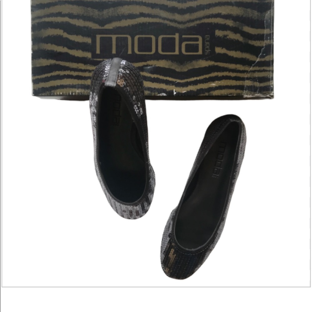 Moda Spana Sequin Silver Flats size 8